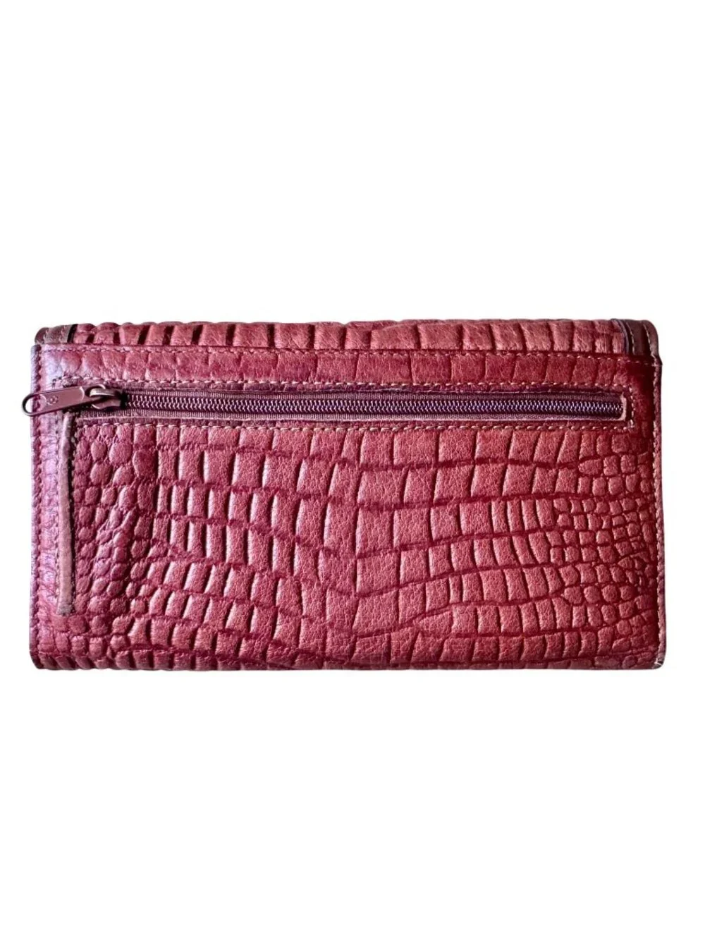 Vintage Genuine Leather Crocodile Embossed Checkbook Wallet 7
